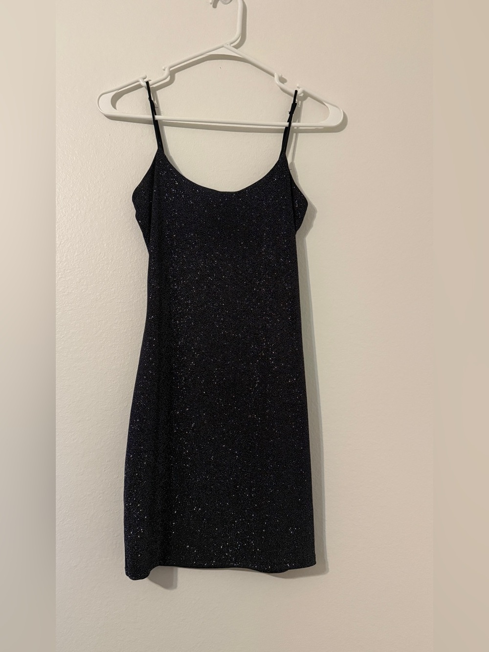 Lucy in the Sky Black Sparkle Mini Slip Dress